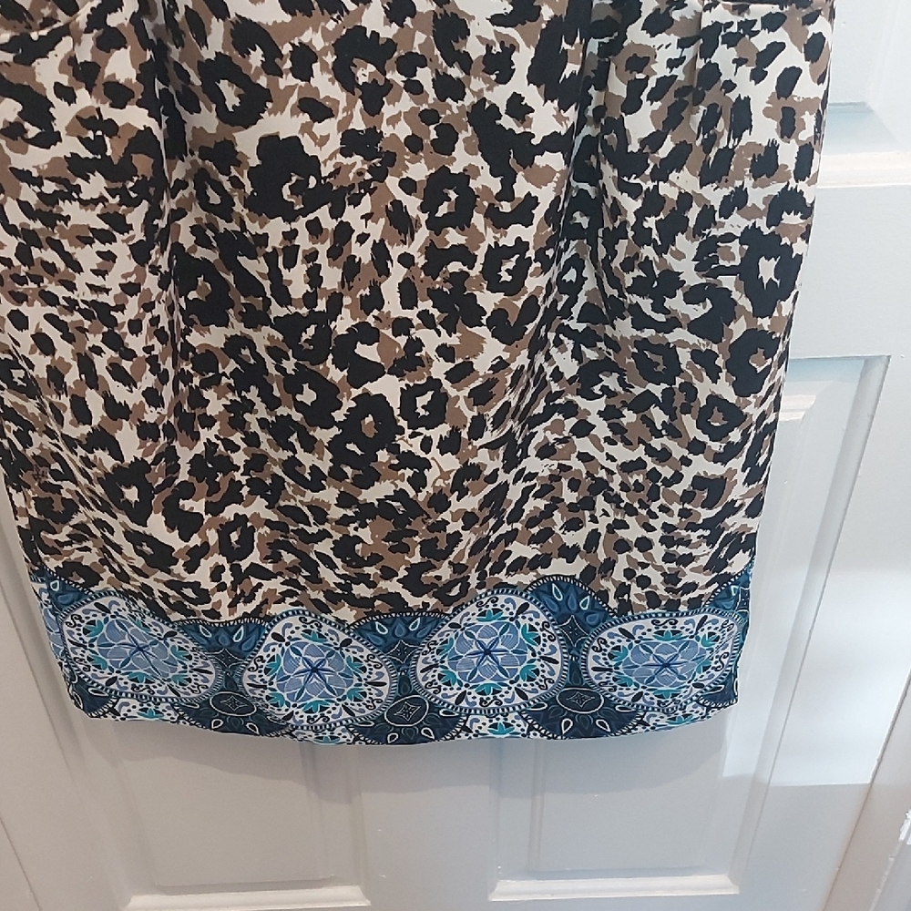 London Times Leopard Print Midi Dress with Blue Details - Picture 3 of 7